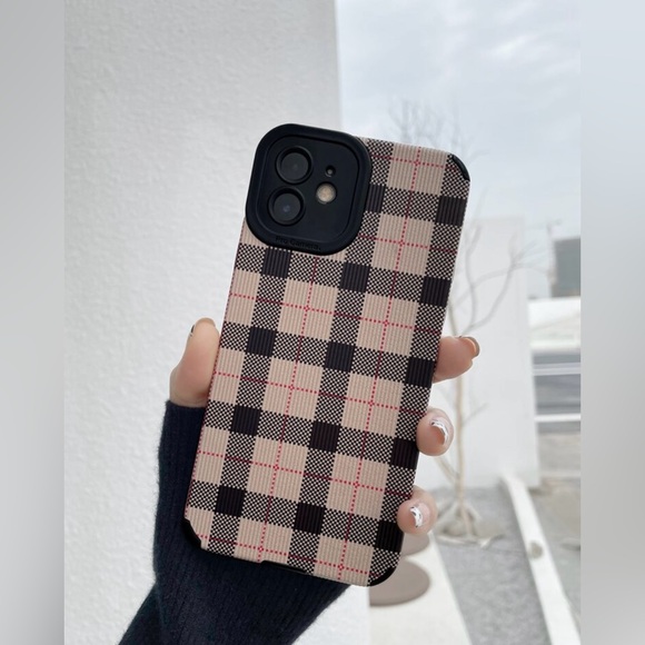 iPhone Case Vertical Stripes PU Leather Texture Neutral Plaid - Picture 3 of 3